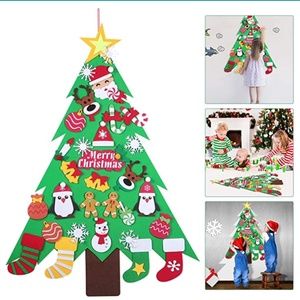 NEW Felt Christmas Tree with 32 Pieces Xmas Ornaments 3ft